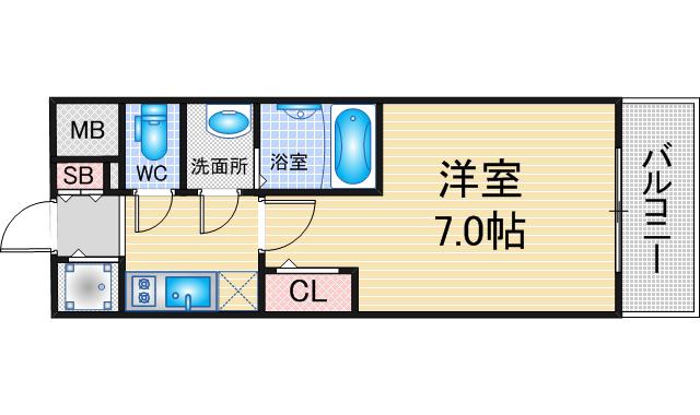 エスリード志賀本通ザ・フロント(1K/13階)の間取り写真