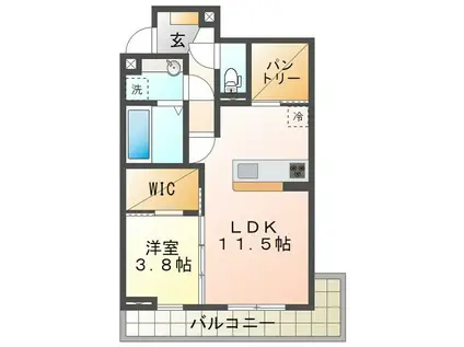 ディーシャンブル 南丸之内C(1LDK/1階)の間取り写真