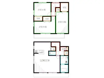 ローズベリーA(3LDK/1階)の間取り写真