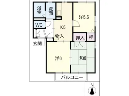 シャンゼリゼ(3K/2階)の間取り写真
