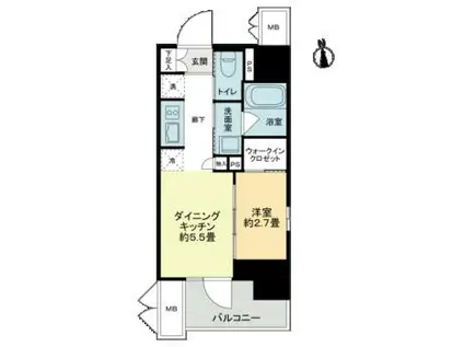 ザ・ライオンズフォーシア鶴見(1DK/8階)の間取り写真