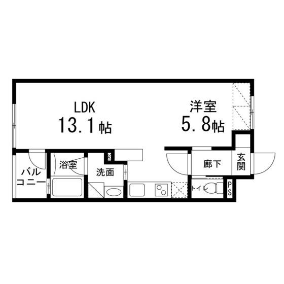 ゾンネモント子平町(1LDK/4階)の間取り写真