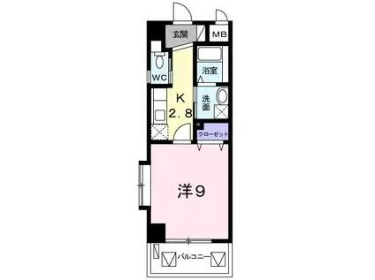 ハレ・スプラウト(1K/9階)の間取り写真