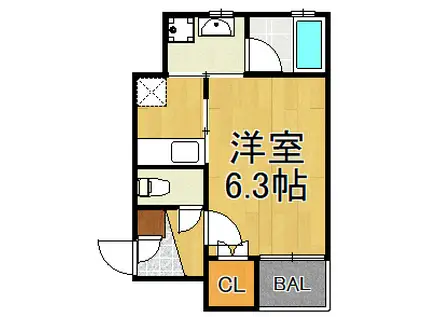 クレスト(1K/2階)の間取り写真