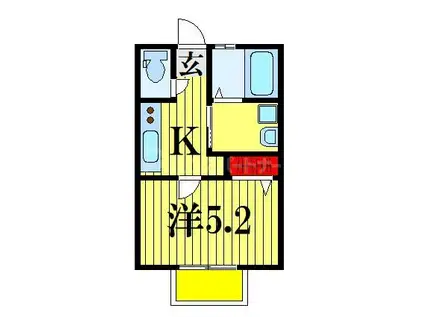 SAIWAI奏(1K/1階)の間取り写真