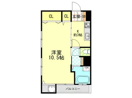 山手コーポラス(1K/3階)の間取り写真
