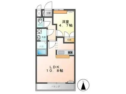 グランドール鹿嶋(1LDK/2階)の間取り写真