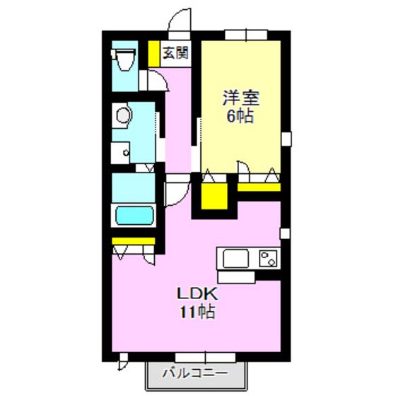 JR上越線 高崎問屋町駅 徒歩17分 2階建 築17年(1LDK/2階)の間取り写真