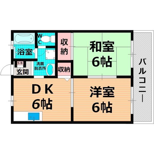 サンライフ鶴見(2DK/1階)の間取り写真