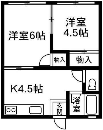 カーサカシマ(2DK/1階)の間取り写真