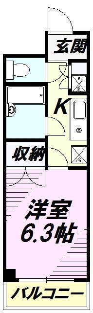 ビレッジコア八王子(1K/4階)の間取り写真