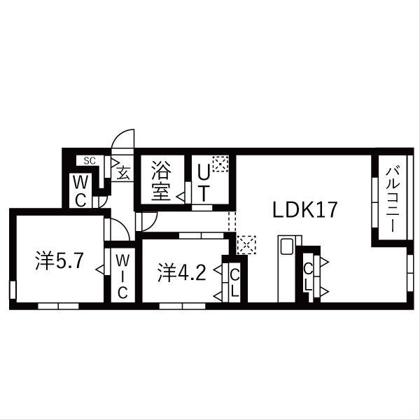 HARNESS麻生 (2LDK/2階)の間取り写真