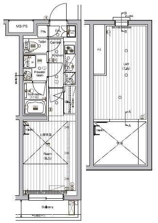 PREMIUM CUBE G 三軒茶屋(1K/4階)の間取り写真