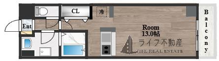 ベローナ(ワンルーム/5階)の間取り写真
