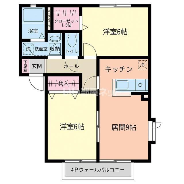 パナレジデンス妙義館(2LDK/1階)の間取り写真