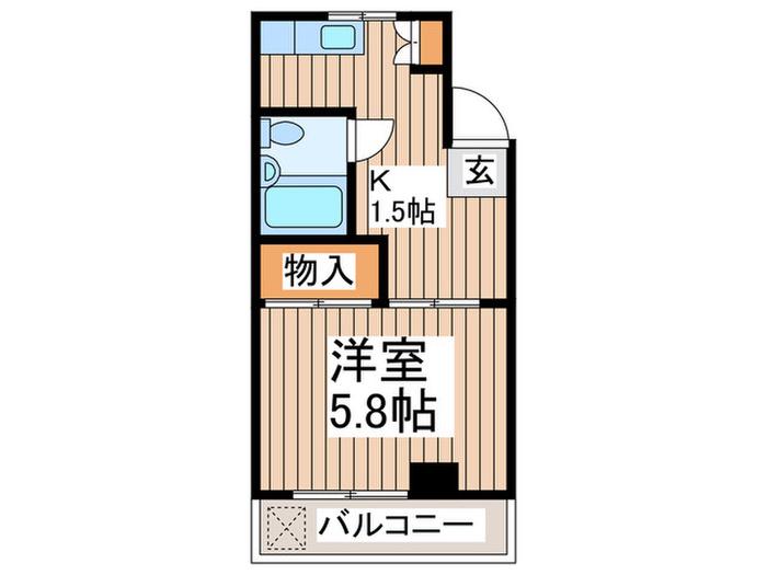 シルクハイツA(1K/2階)の間取り写真