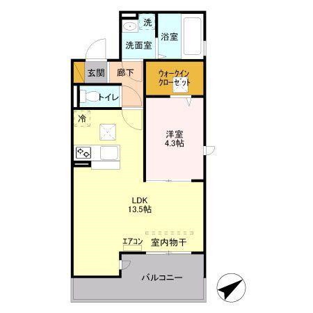 スカイパークYASHIO(1LDK/2階)の間取り写真
