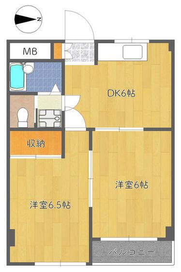 ポインセチア吉岡(2DK/1階)の間取り写真