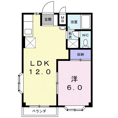 アビーロードC(2DK/2階)の間取り写真