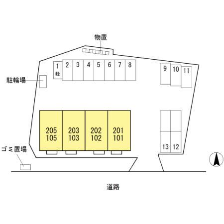 IXSIR五輪石(2DK/1階)の間取り写真