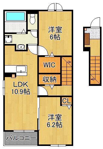 PARKSIDE COURTIV(2LDK/2階)の間取り写真
