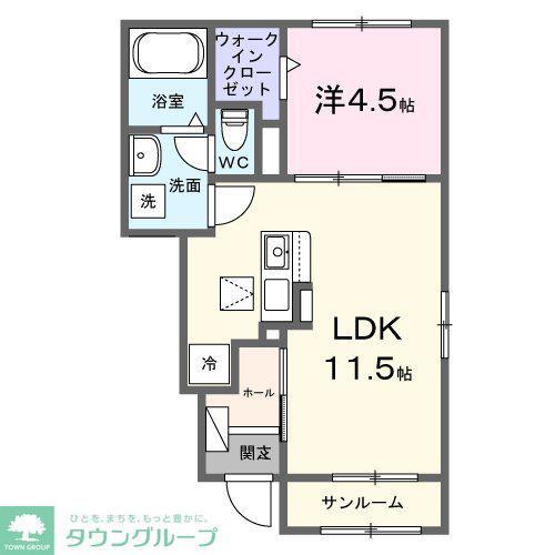 ソナーレ(1LDK/1階)の間取り写真