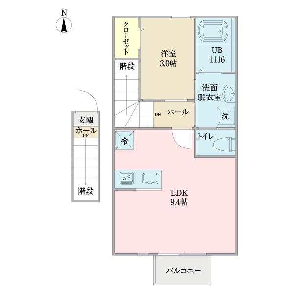 ANYRE高砂II(1LDK/1階)の間取り写真