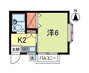 サンハイム八幡山(1K/2階)の間取り写真