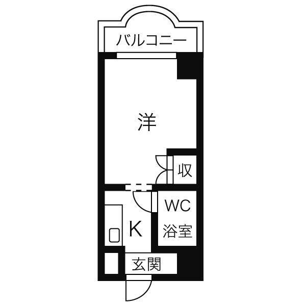 ヒルズ高坂(1K/3階)の間取り写真