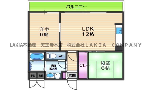 グランドール南栄(2LDK/5階)の間取り写真