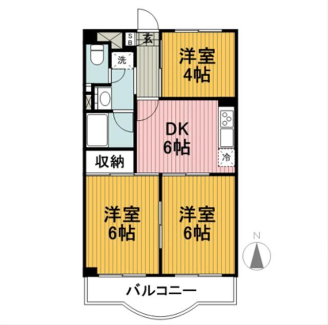 エクセルマンション楡(3DK/3階)の間取り写真