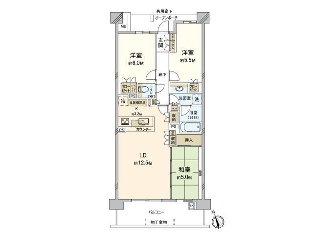 パークシティ南浦和(3LDK/4階)の間取り写真