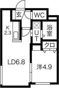 レグルス手稲(1LDK/2階)の間取り写真