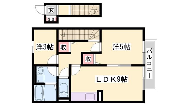 アネックスハイブリッジB棟(1SLDK/2階)の間取り写真