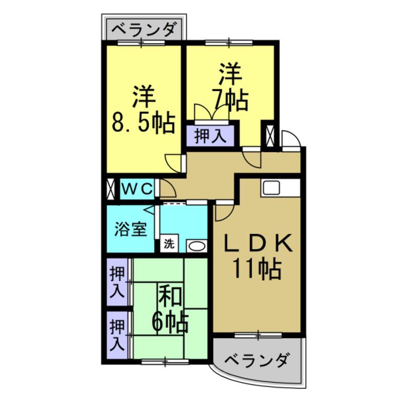ルシアンII(3LDK/2階)の間取り写真