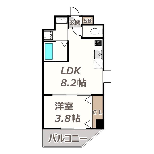リックス天王寺南(1LDK/2階)の間取り写真