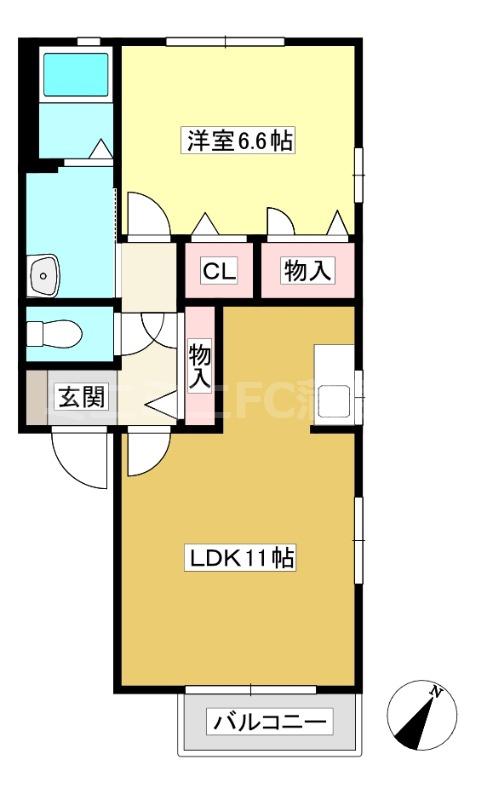 ディアスM(1LDK/2階)の間取り写真
