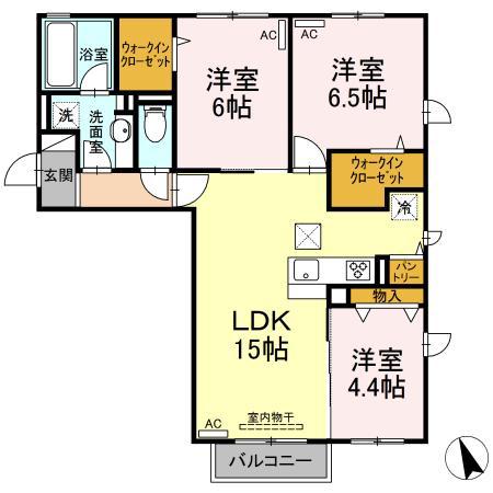 メイ ソレイユ B棟(3LDK/1階)の間取り写真