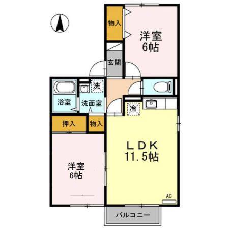 ロイヤルビレッジYSIII(2LDK/1階)の間取り写真