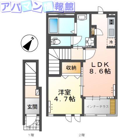 メリー コート(1LDK/2階)の間取り写真