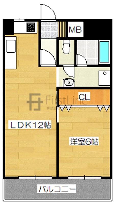 二日市ビル(1LDK/7階)の間取り写真