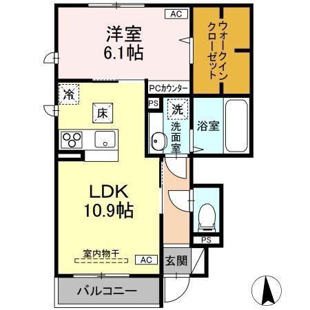 AOLANI(1LDK/1階)の間取り写真