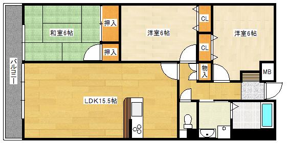 コンフォート南野(3LDK/2階)の間取り写真