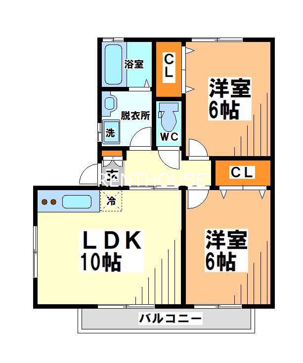 ミモザコート(2LDK/1階)の間取り写真