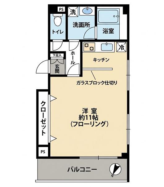 一石屋ビル(ワンルーム/4階)の間取り写真
