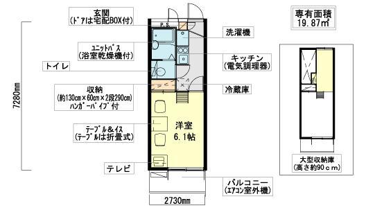 JR関西本線 東部市場前駅 徒歩9分 3階建 築22年(1K/1階)の間取り写真