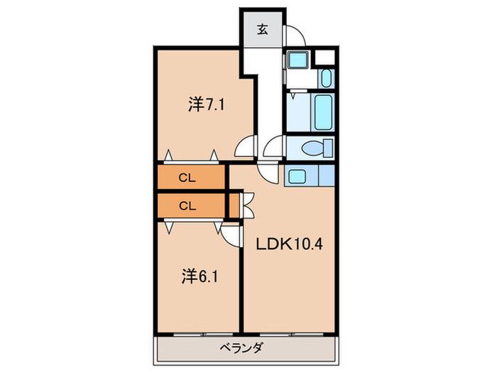 カーロ小坂(2LDK/1階)の間取り写真