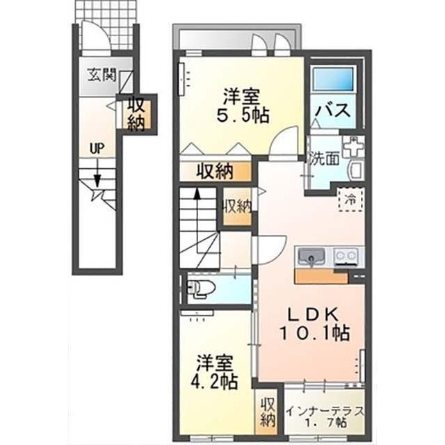 メゾン ベルフルール(2LDK/2階)の間取り写真