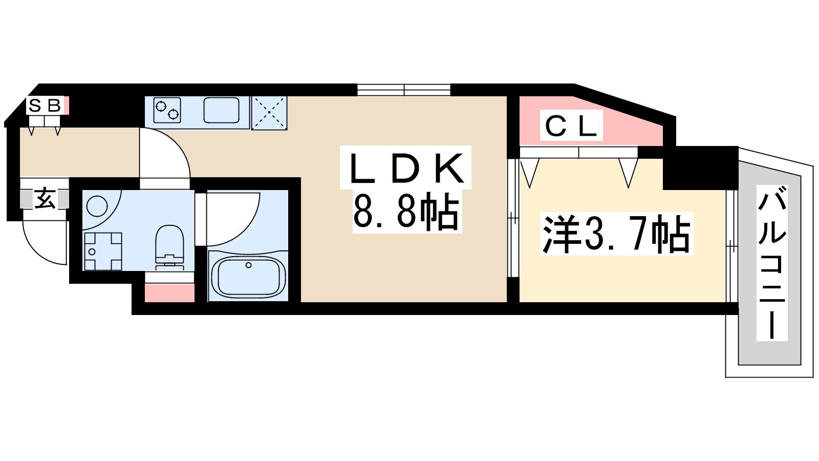 リッジ江坂(1LDK/14階)の間取り写真