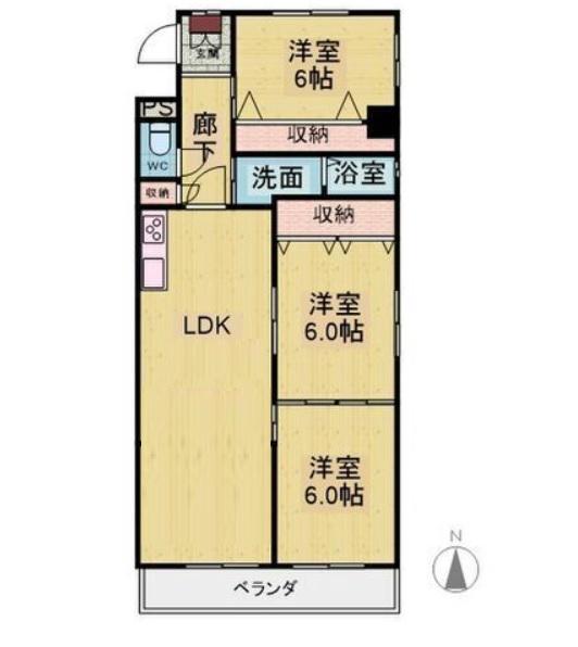 サンピア植田(3LDK/9階)の間取り写真